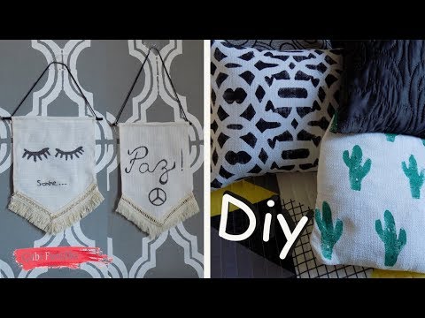 Como Usar STENCIL e CARIMBO no tecido | DECORAÇÃO TUMBLR