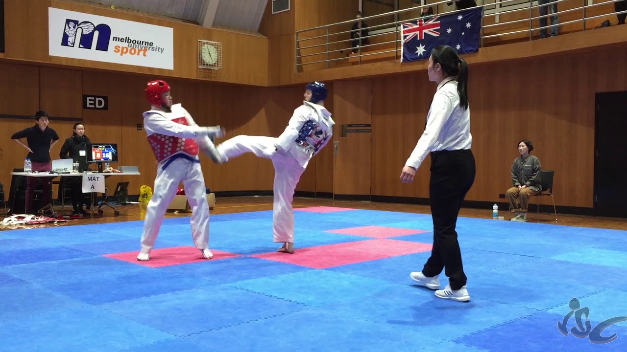 2018 VIUC - Mark Higgins (LTU) vs Paul Yao (RMIT) - Male Red Belt Sparring (Heavy)