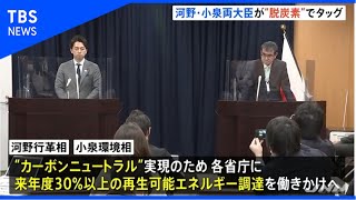 脱炭素化で河野・小泉両大臣がタッグ  省庁で再生エネ３割以上に