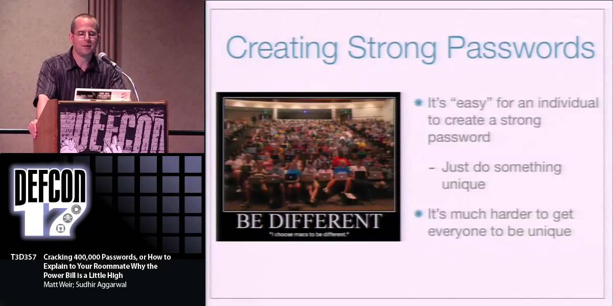 DEF CON 17 - Matt Weir - Cracking 400000 Passwords