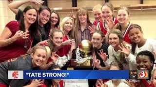 VIDEO: Seton Catholic girls basketball team says they are 'Tate Strong!' in honor of coach