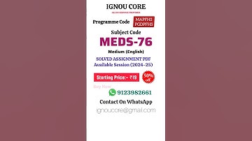 MEDS 76 Solved Assignment PDF 2024-25 in English, MAPFHS program MEDS-76 Solved assignments