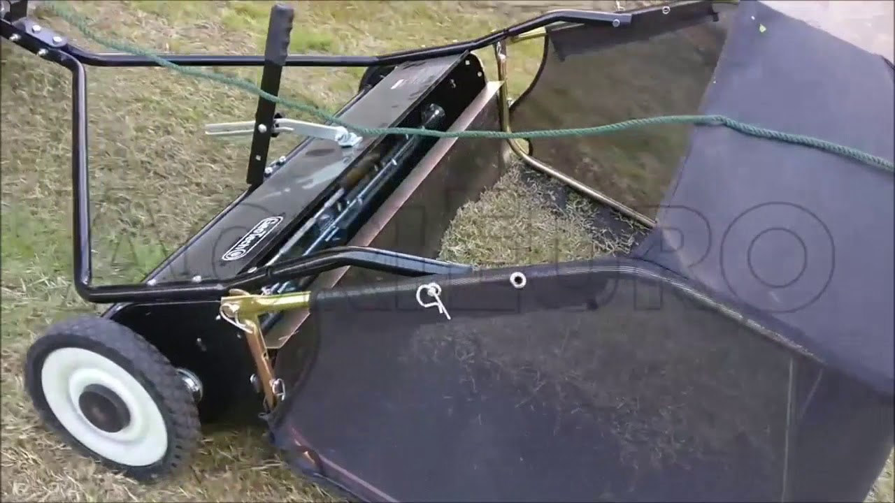 Rasenkehrmaschine GeoTech 97 cm für Rasentraktoren YouTube