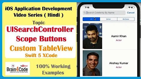 UISearchController with Scope Button, Custom Table View in Swift 5 XCode | Hindi | Search Bar iOS