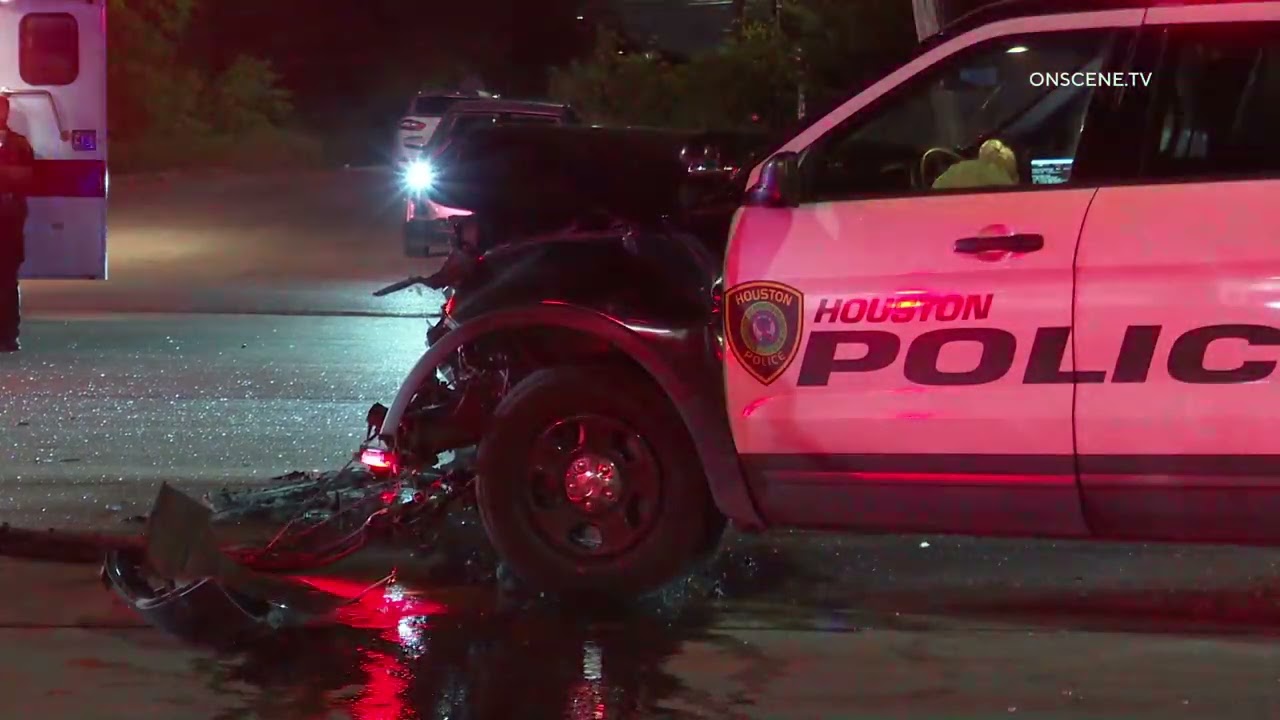 Vehicle Rolls Over After Crashing Into Houston Police Car