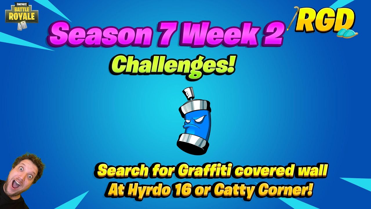 Search For Graffiti Covered Wall At Hydro 16 Or Near Catty Corner Season 7 Week 2 Challenge Fortnite Youtube