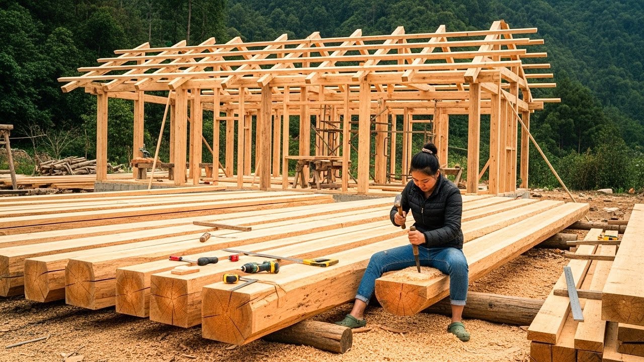In just 7 days, the young woman renovated and rebuilt the entire wooden frame of her house.