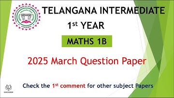 TS TG Inter 1st Year Maths 1B 2025 March previous Question Papers IPE Telangana inter Mathematics 1B