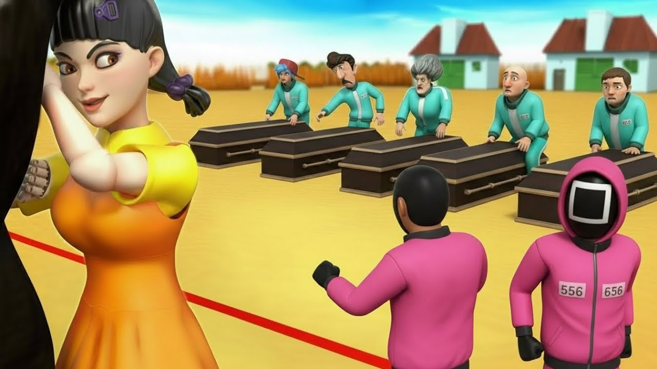 Squid Game vs Scary Teacher 3D | Playing Coffin Dance Songs Green Light Red Light 5 Times Challenge