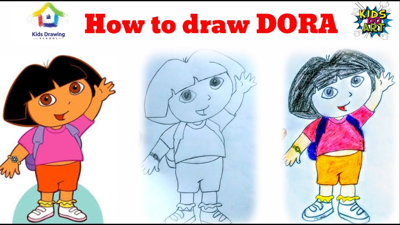 How to draw DORA CARTOON CHARACTER || Simple pencil drawings for ...