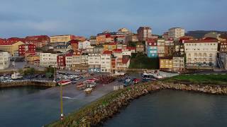 Drone views of the picturesque harbour of Fisterra