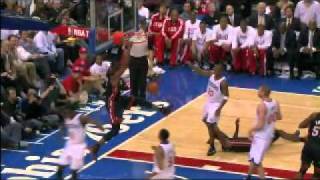James behind back dribble and pass to Wade.