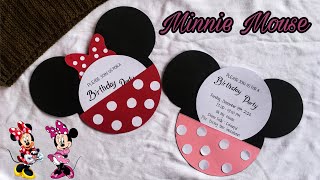 Membuat kartu Undangan Ulang Tahun bentuk Minnie Mouse || Minnie Mouse b’day card invitation