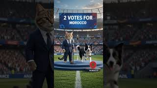 Smart AI kitten predicting the football world cup winner with cute reaction
