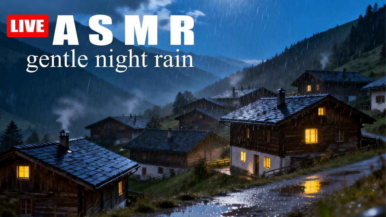 LIVE: Cozy Mountain Village Rain 🌧️ Gentle Night Rain Sounds for Deep Sleep 