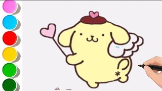 How to Draw a Cute Relaxing Angel Pompompurin | Easy Cartoon Drawing for Kids