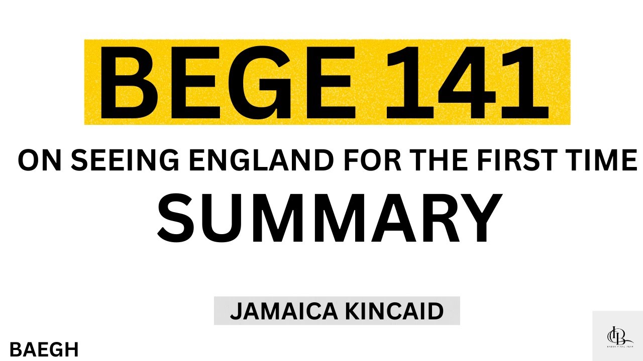ON SEEING ENGLAND FOR FIRST TIME | SUMMARY | JAMAICA KINCAID #baegh # ...