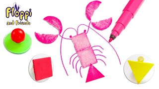 Create and learn Animals with Rubber Stamps | Learning Video for Kids with Floppi and Friends