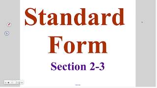 Algebra 2-3 Part 1: Standard Form