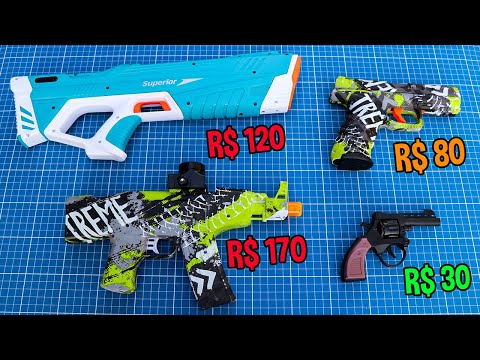 Testando as ARMAS de BRINQUEDO mais CARAS e BARATAS