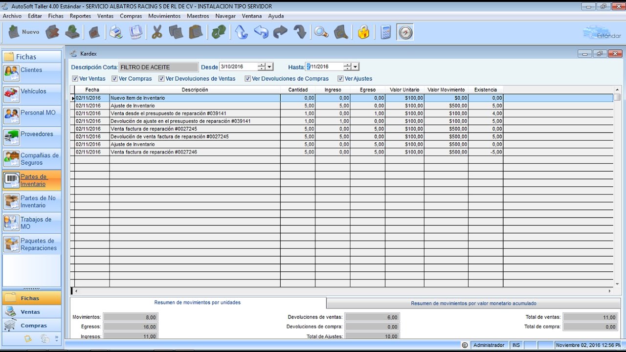 tutorial excel 2016 11 Kardex AutoSoft Tutorial Versión 1 4.00 Taller