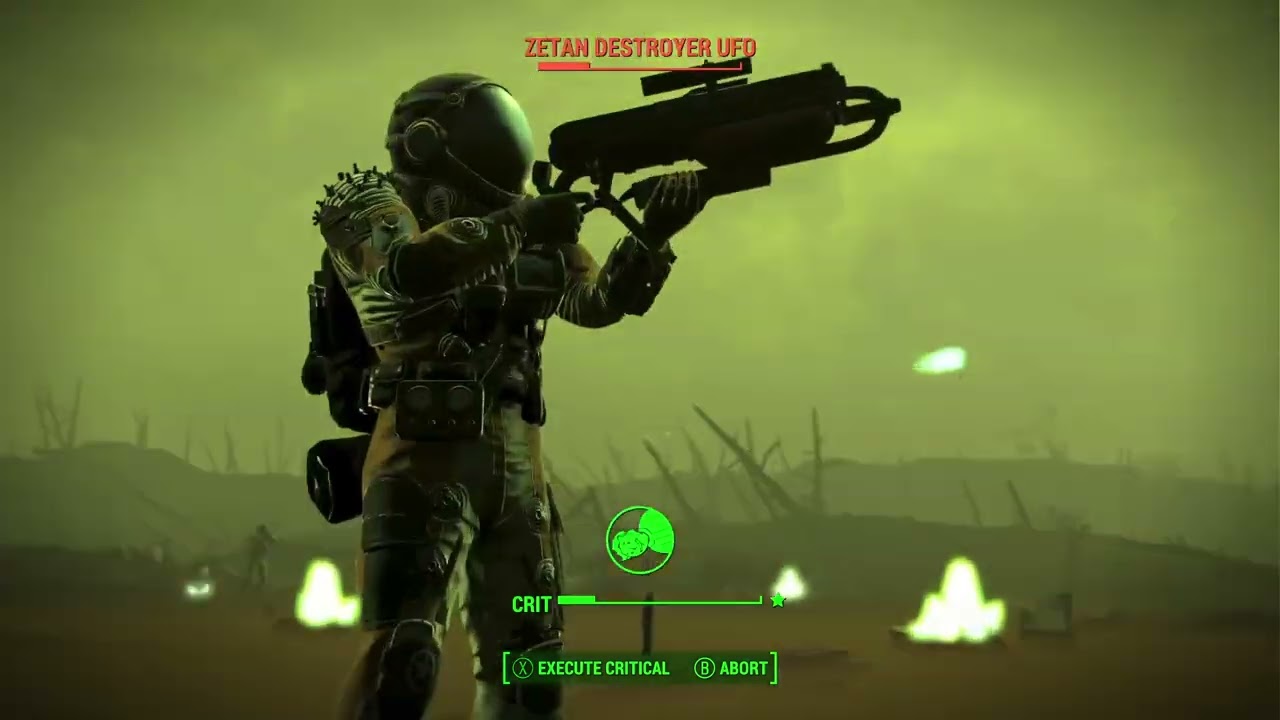 Fallout 4 Saw Blade Launcher Versus Zetan UFO