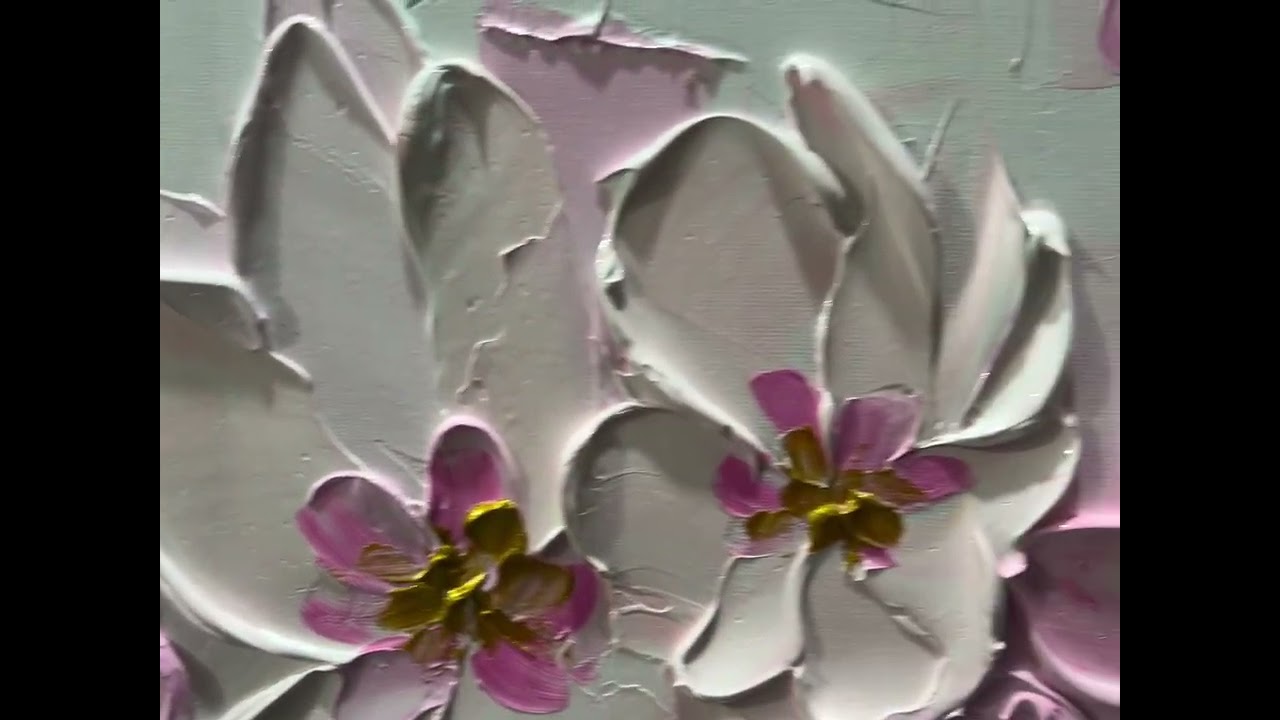 Original Pink Floral Oil Painting, Large Textured Cherry Blossom Wall Art, Modern Flower Painting