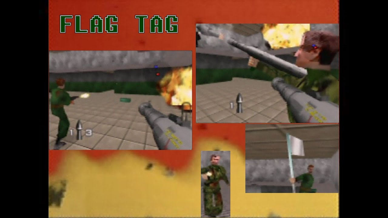 GoldenEye 007 N64 Multiplayer Flag Tag Gameplay in Stack with Rockets