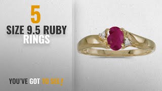 Celebrity 10 Best Size 9.5 Ruby Rings: 14k Yellow Gold Oval Ruby And Diamond Ring (Size 9.5) Profile