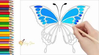 cara menggambar dan mewarnai kupu kupu I Drawing and coloring butterfly #drawing #art #coloring