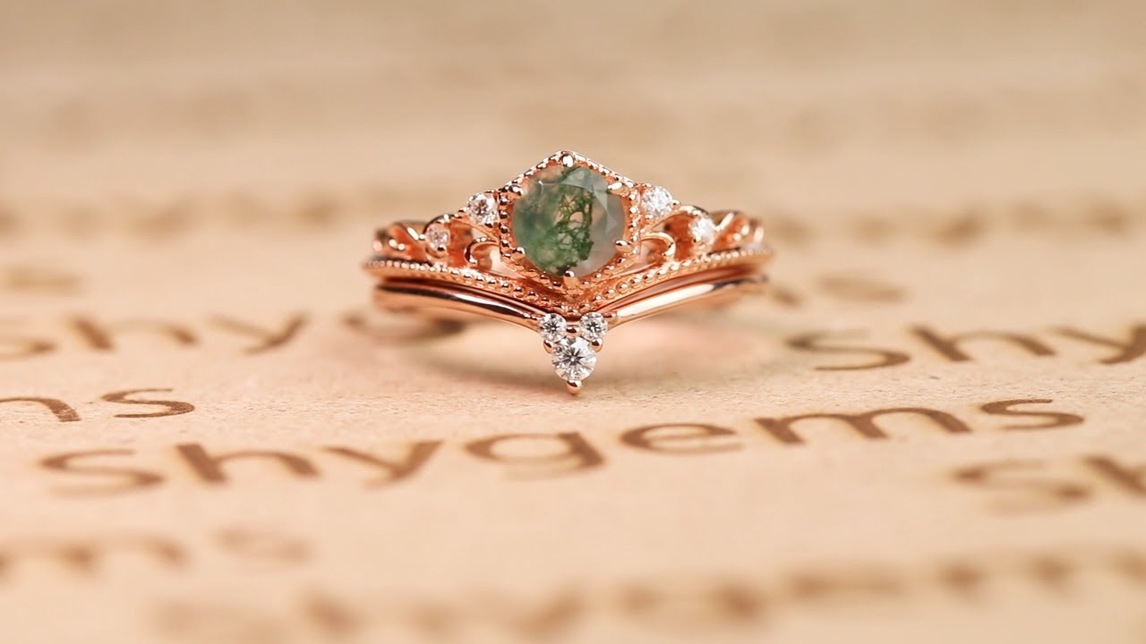 Handmade Moss Agate Wedding Ring| Shygems.com