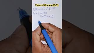 value of Gamma half. Gamma function.2nd sem math. physics question with ans.