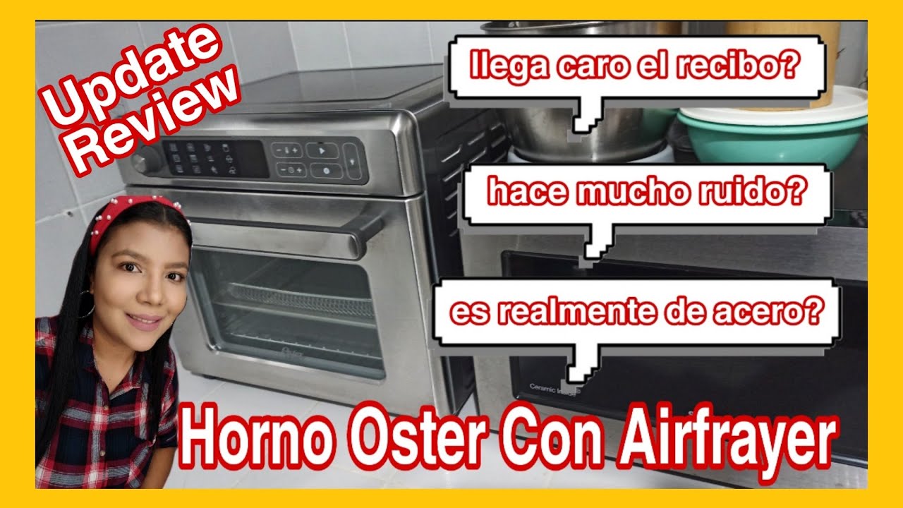 Oster Horno digital freidora de aire con RapidCrisp, acero inoxidable,  horno de encimera de 12 funciones con convección, plateado