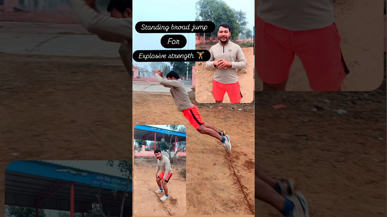 Standing broad jump for  explosive strength 🏋️ 