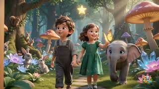 Magic Forest Friends Song 🌈 | Baby Boy, Baby Girl & Baby Elephant Nursery Rhyme | Kids Songs
