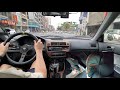 Pov manual car commuting to work with pedal cam  honda civic