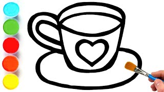 cup with heart picture drawing painting and coloring for kids toddlers tips for easy drawing