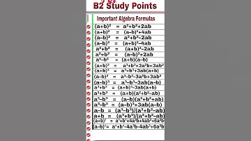 algebra formula ✖️➕➖➗ बीजगणितीय सूत्र #algebra #formula  #shorts #bobbysir