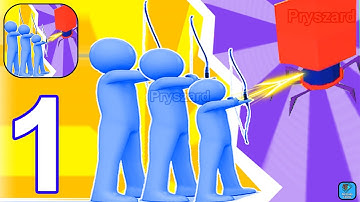 Join & Shoot - Gameplay Walkthrough Part 1 Tutorial Levels 1-9 Stickman Army Defense (iOS,Android)