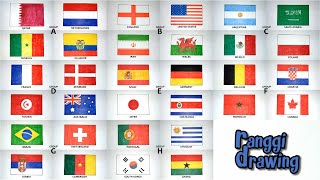 Drawing 32 Country Flags For FIFA World Cup Qatar 2022