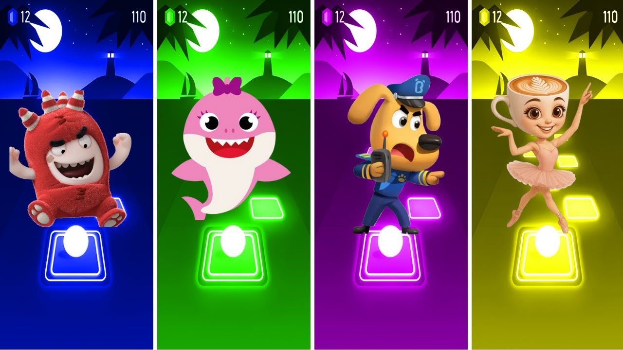 FUSE RUSE 🆚 MOMMY SHARK 🆚 SHERIFF LABRADOR 🆚 BALIRINA KAPUCHINA 🎶 Tiles Hop