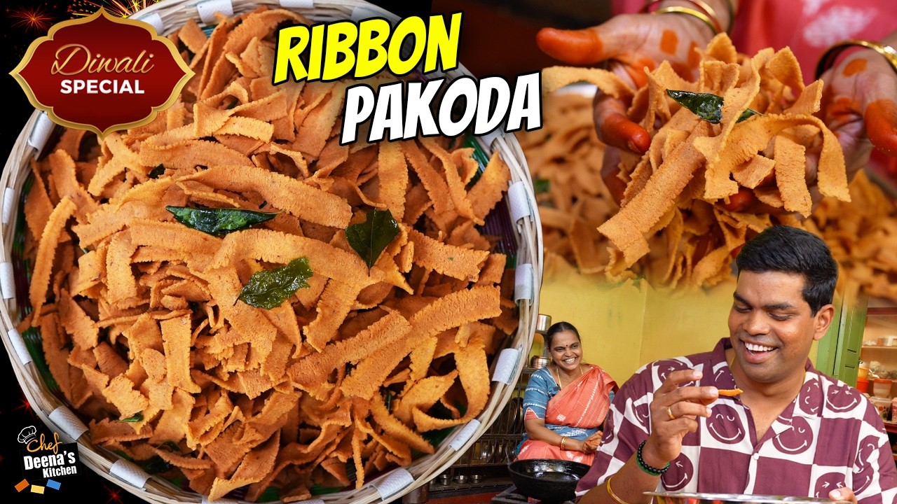 Crispy Ribbon Pakoda in 10 Minutes! Instant Ribbon Pakoda | Chef Deena's Kitchen