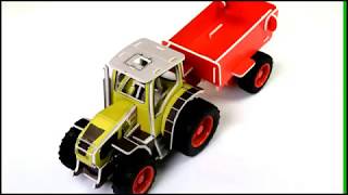 Tronico Metallbaukasten - 3D Puzzle Traktor Tractor - Claas Axion 950 mit Anhänger - 1:32 - 6+