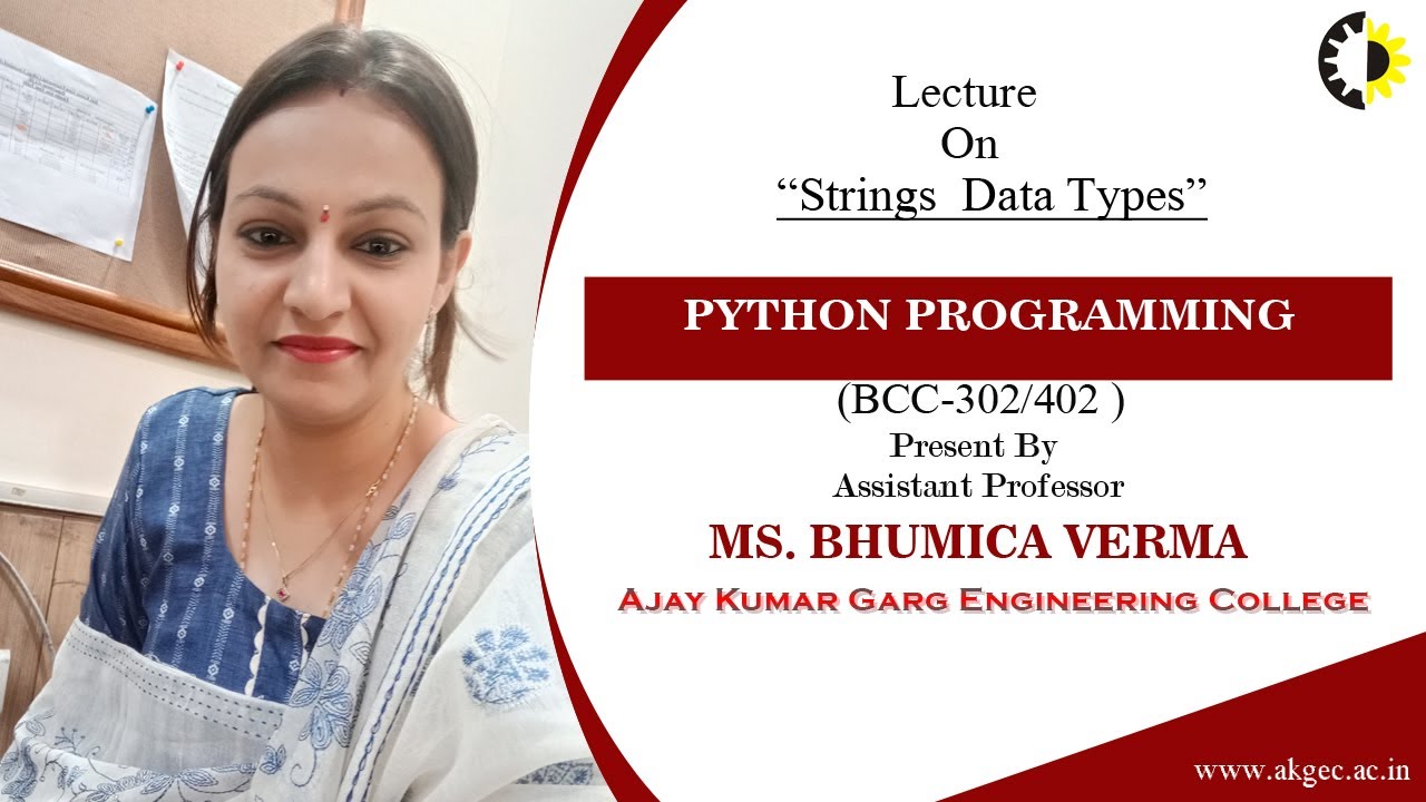 STRINGS DATA TYPES | PYTHON PROGRAMMING | LECTURE 03 BY MS. BHUMICA ...