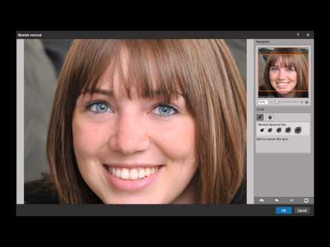 How to remove blemishes and adjust skin-smoothing area?