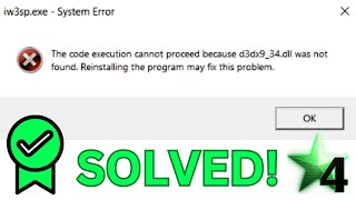 HOW TO FIX d3dx9_34.dll Call of Duty 4 Modern Warfare Error 100% Solution | Guide