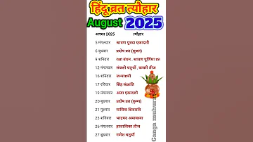 August Festival List 2025 व रत त य ह र ल स ट अगस त 2025 
