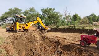 JCB 3DX Backhoe And Mahindra Tractor And Tractor Working For Road Construction , Jcb Dozer , #jcb3dx