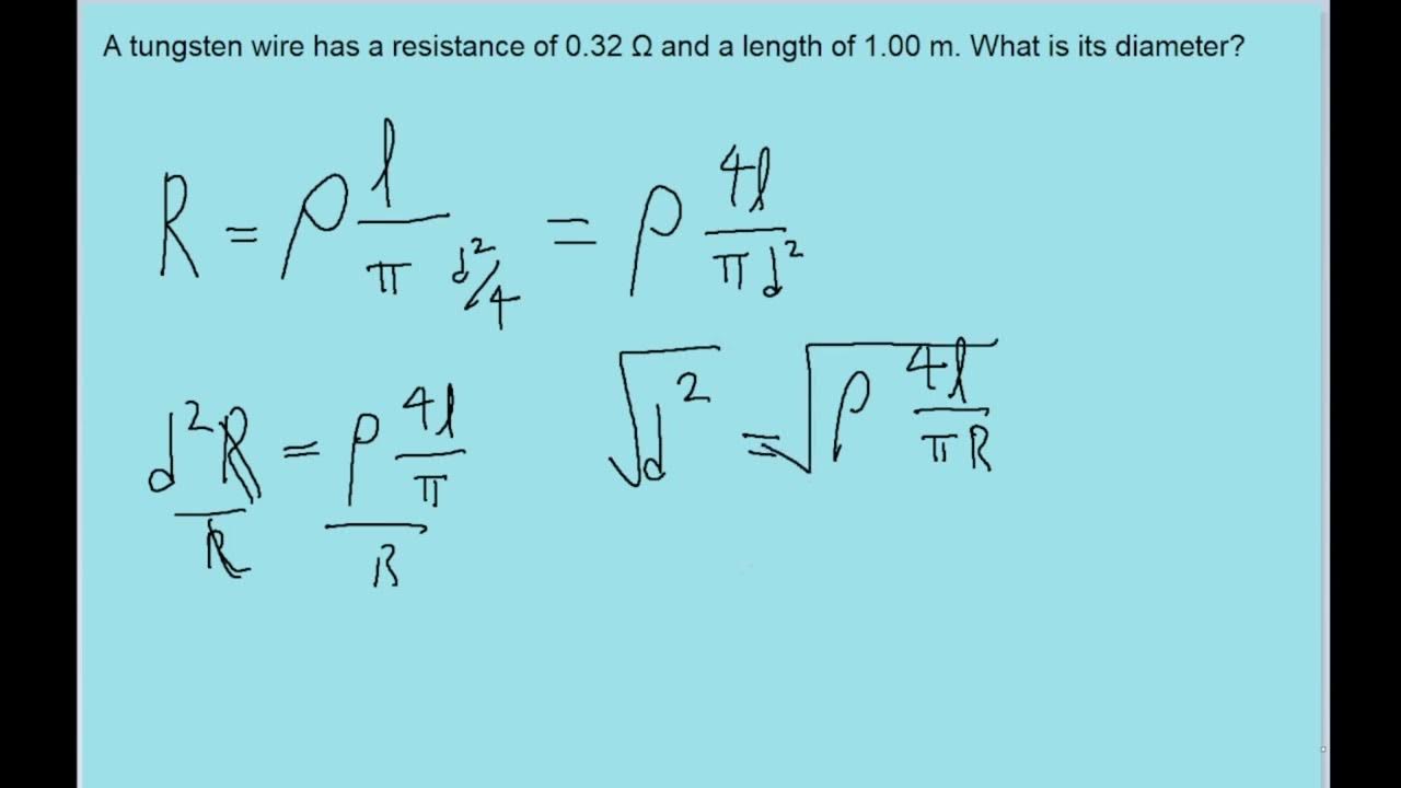 What is the diameter of a 1.00m length of tungsten wire whose
