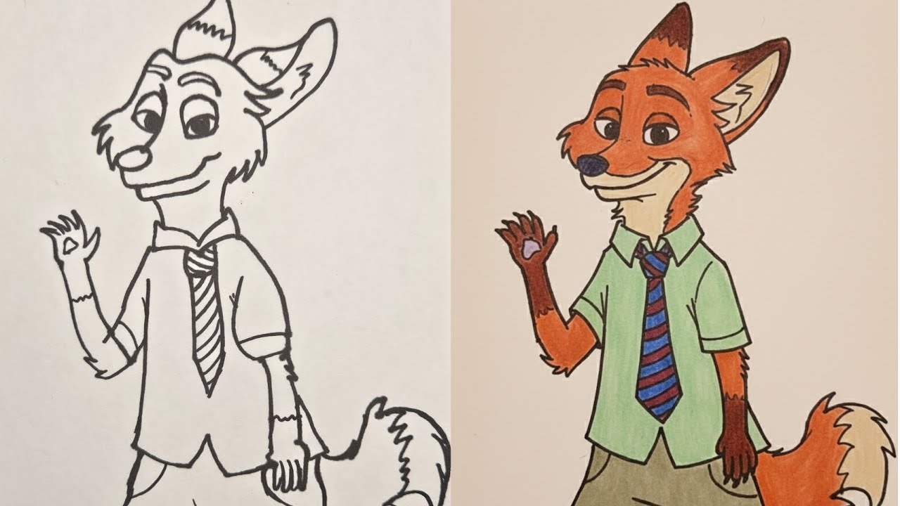 How to Draw Nick Wilde from Zootopia 🦊 | Step by Step Drawing for Kids